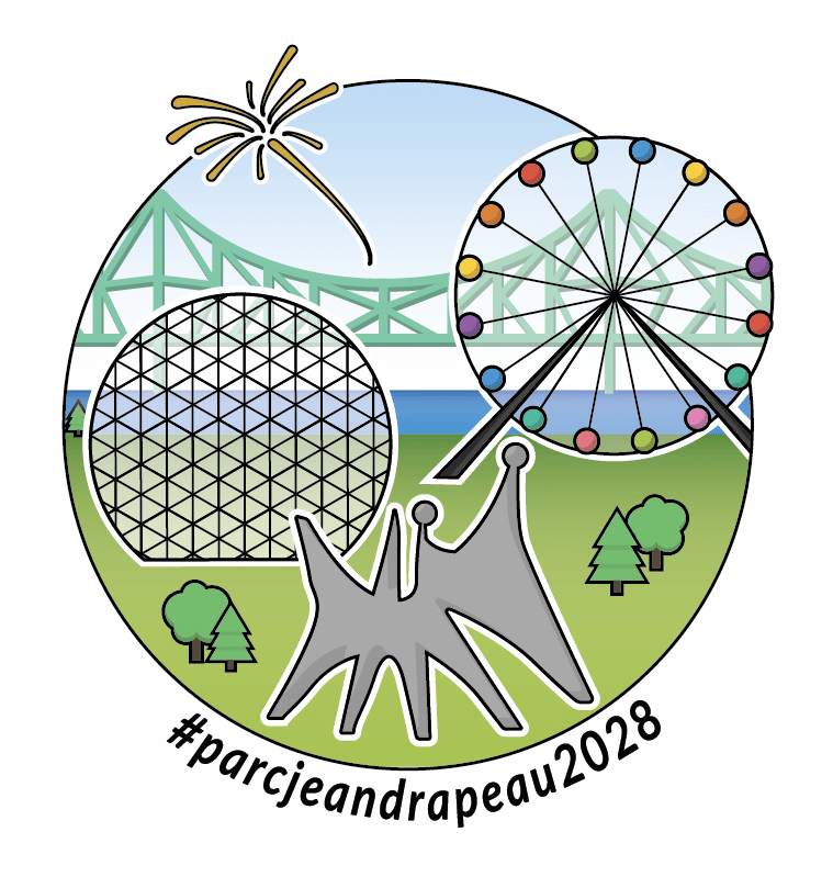 Logo du parc Jean-Drapeau 2028.