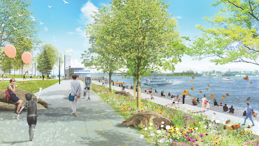La grande promenade fluviale, parc Jean-Drapeau, Montréal, Réal Paul Architecte et NIPPAYSAGE Illustration : Réal Paul Architecte et NIPPAYSAGE