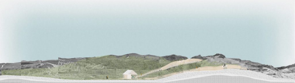 Coupe perspective de la passerelle. Illustration : Florence Lacroix