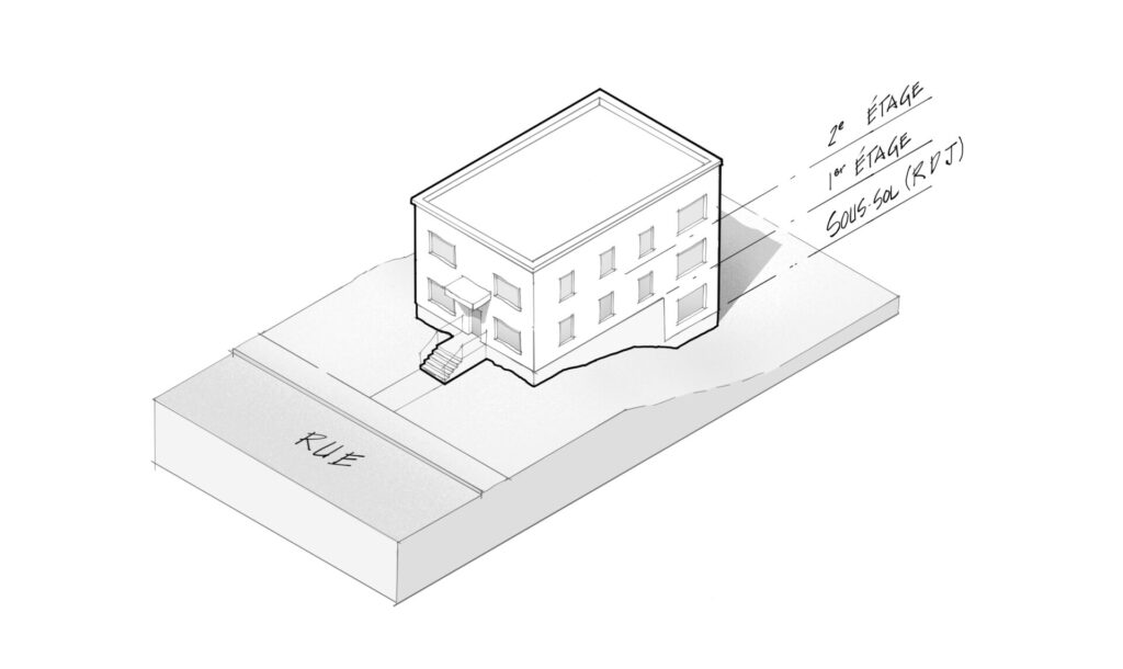 Le rez-de-jardin est un sous-sol si son côté dégagé est situé sur une autre façade (généralement la façade arrière).